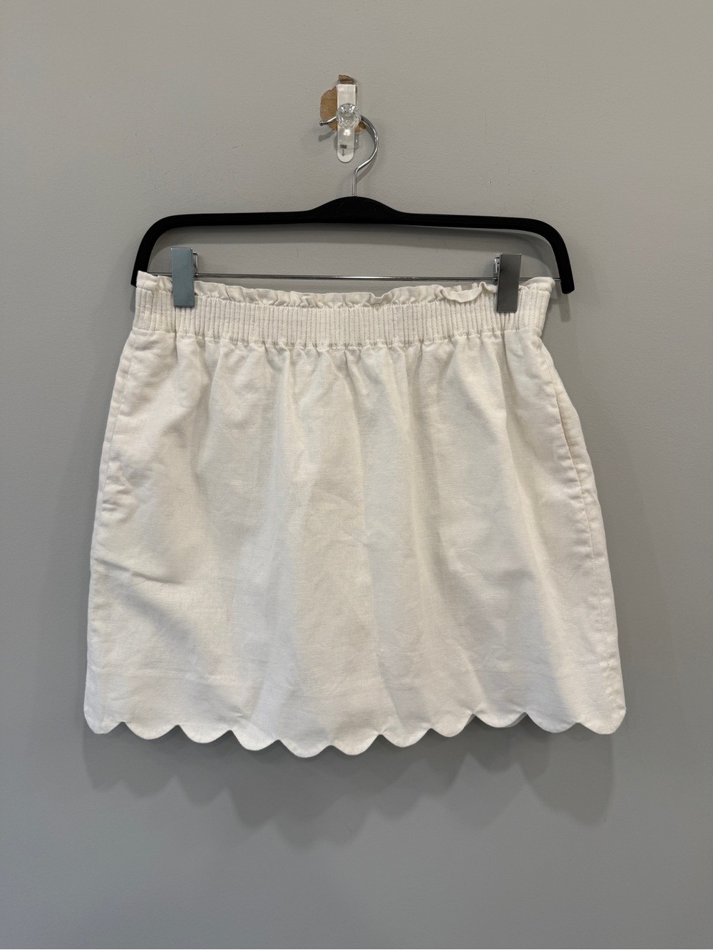 J. Crew Off White Linen Blend Scallop Hem Mini Skirt